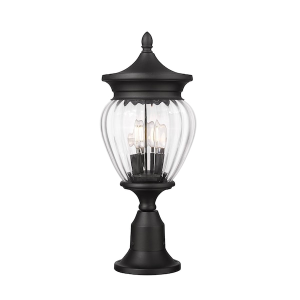 Z-Lite Davina 3 Light Outdoor Pier Mounted Fixture, 9in. W x 22.25in. H, Black 5016PHMR-553PM-BK - main